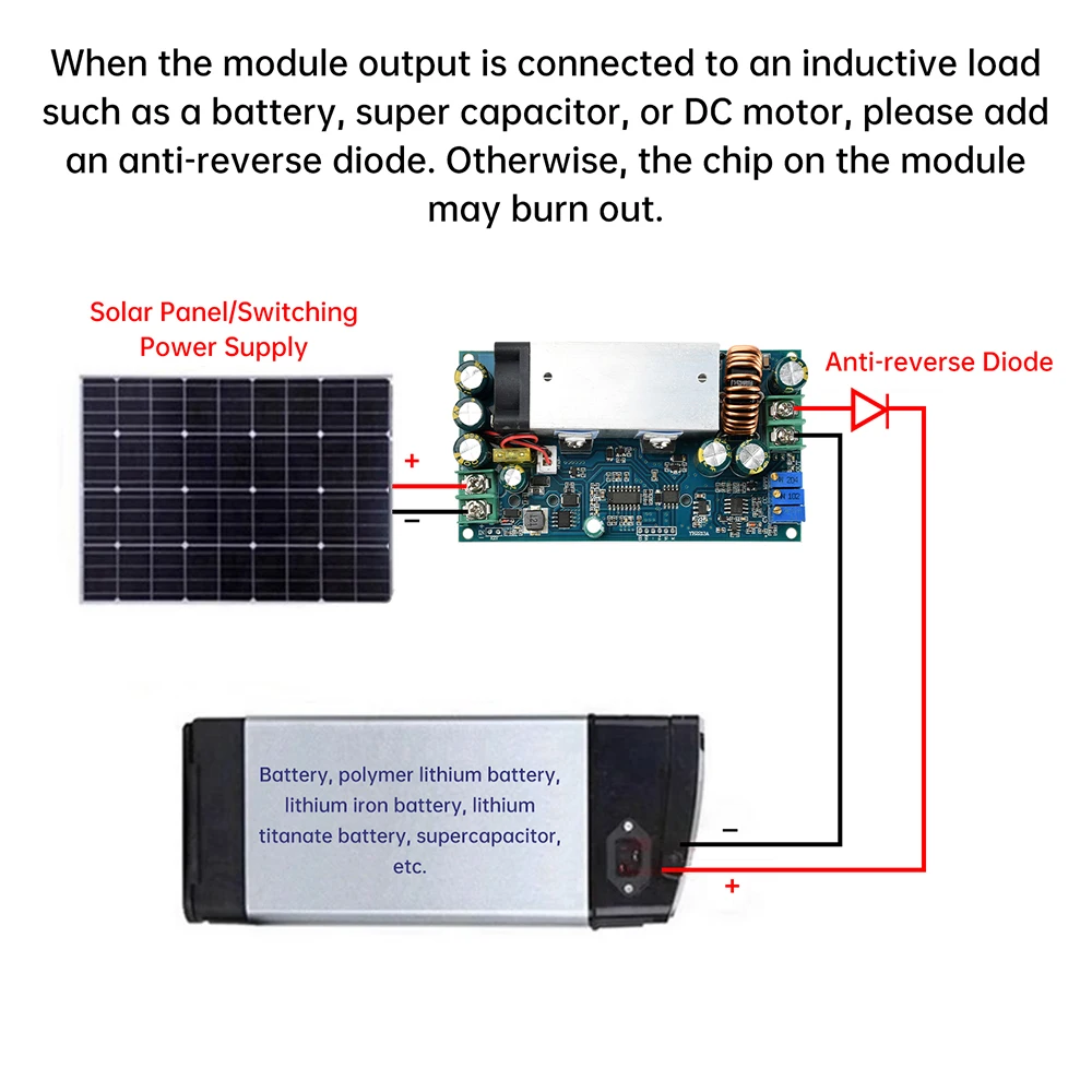 

DC-DC 20A Adjustable Step-down Module MPPT Solar Charging Voltage Reduction Module Temperature Control Fan 10-75V to 2-60V