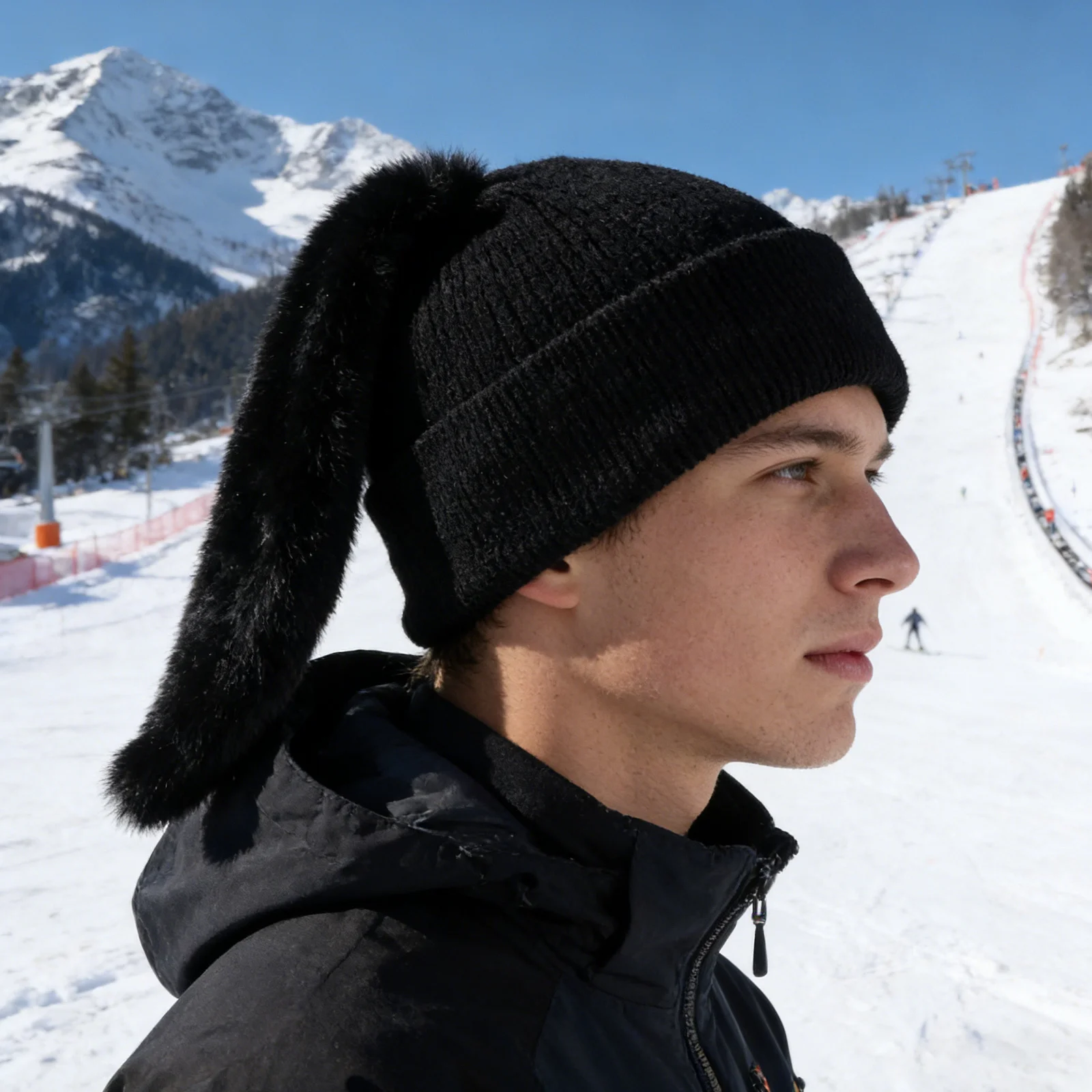 

Ski Cover Cartoon Bunny Ear Soft Warm Winter Sports Accessory For Snowboarding Universal Fit Stretch Fabric Animal