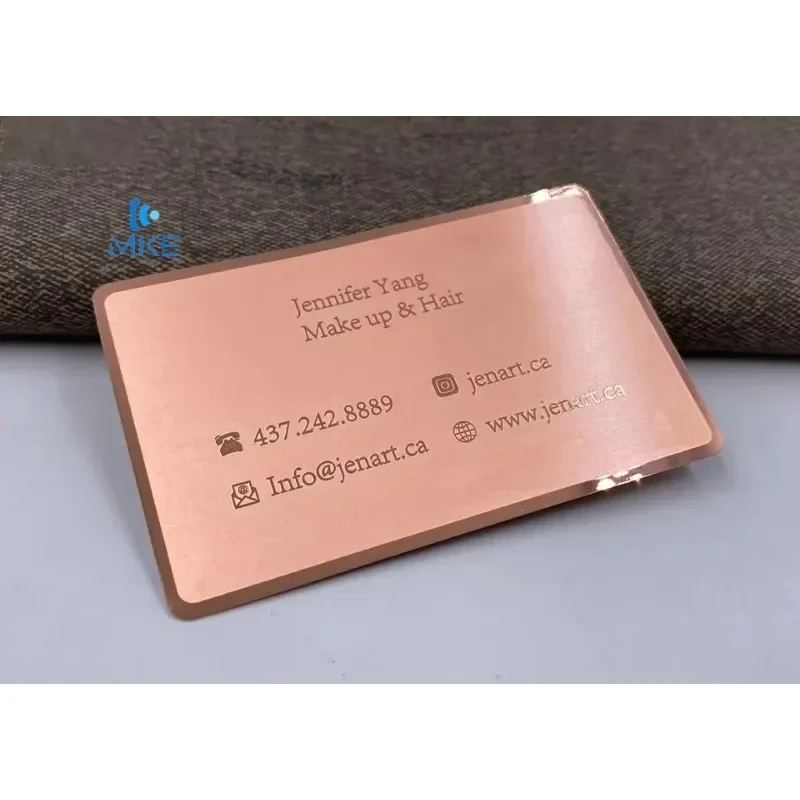 Tarjetas de metal comerciales con espejo plateado de lujo