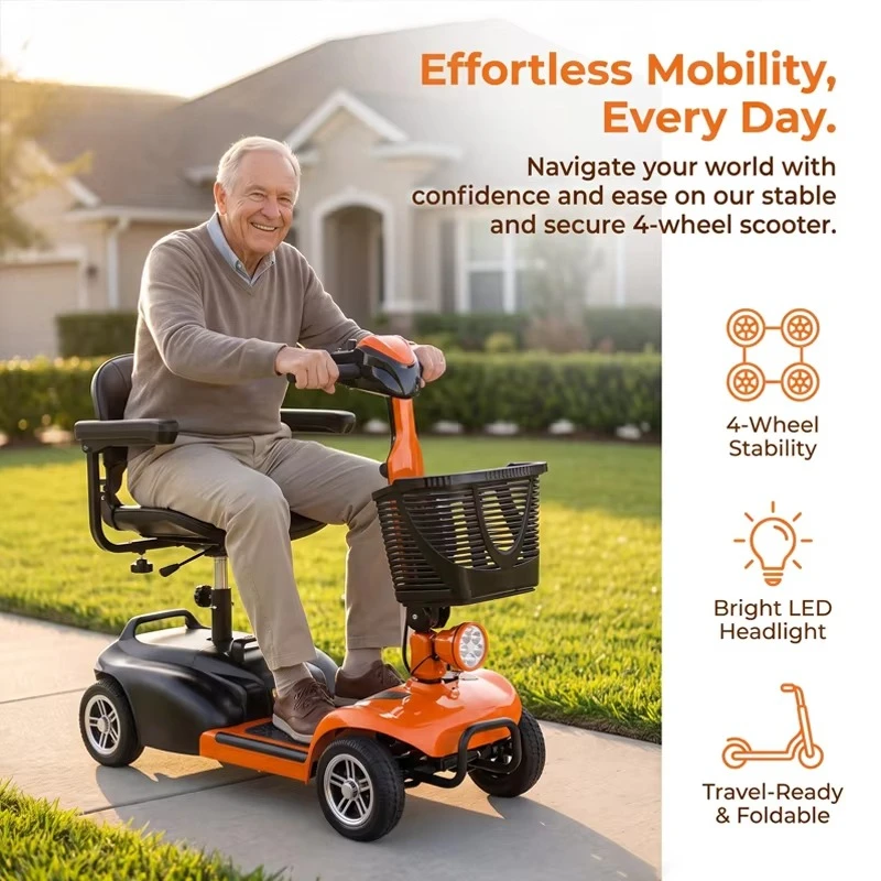 4 Wheel Electric Bike Disabled and Handicapped Mobility Scooter for Elderly People