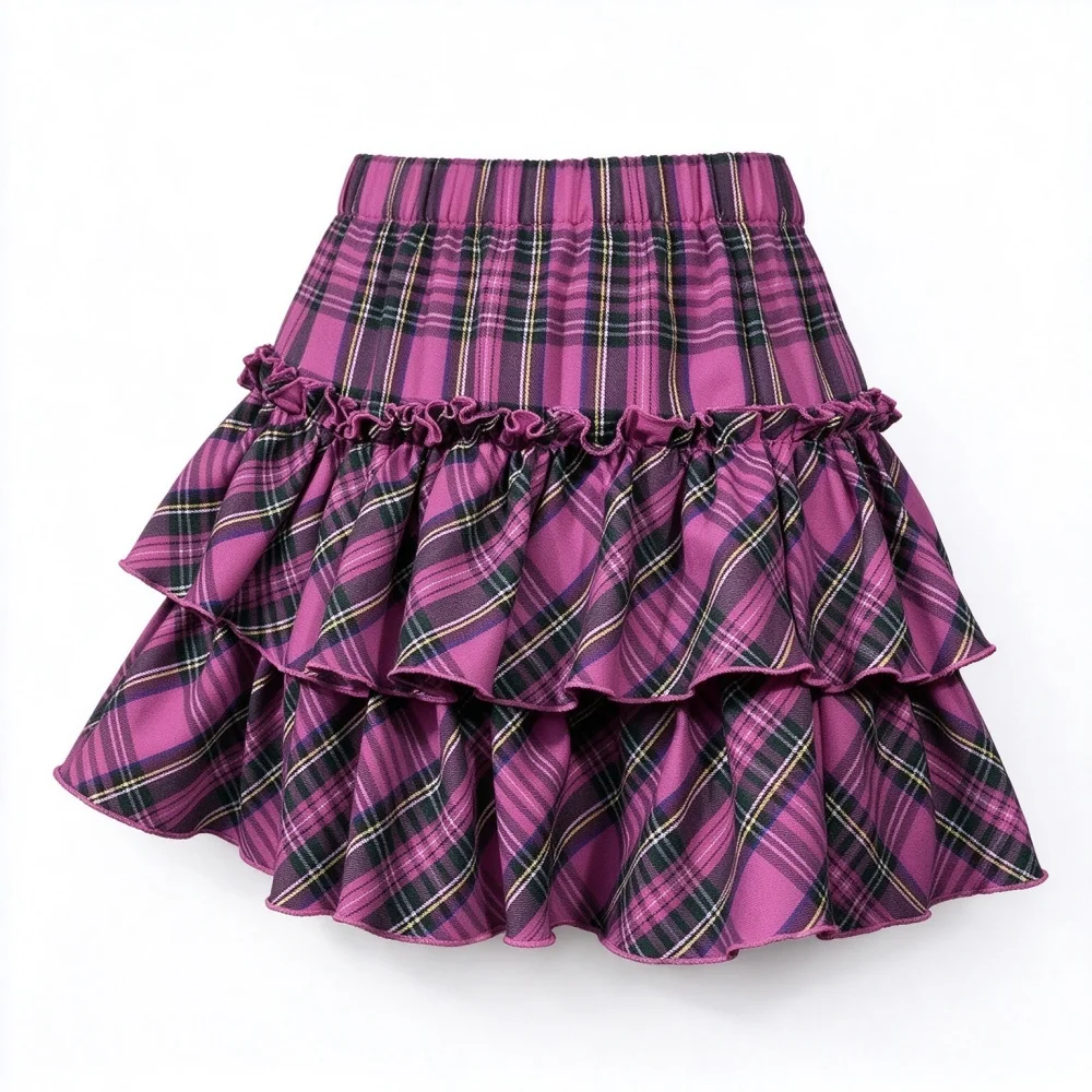 Japanese College Pink Plaid Skirt For Women High Waist Slim Fit Y2K Goth Lolita Style Skirt Girls Aesthetic Casual Bottom Outfit