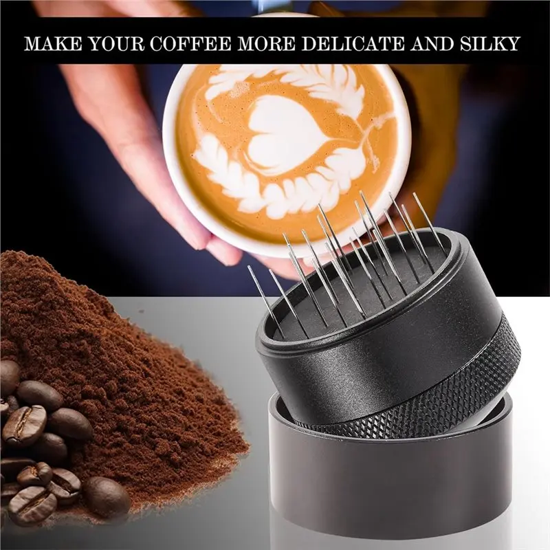 B82B-Coffee Distributor Tool Accessory For Espresso Machine- Need Stirrer Needle& Storage Base For Home Coffee Makers