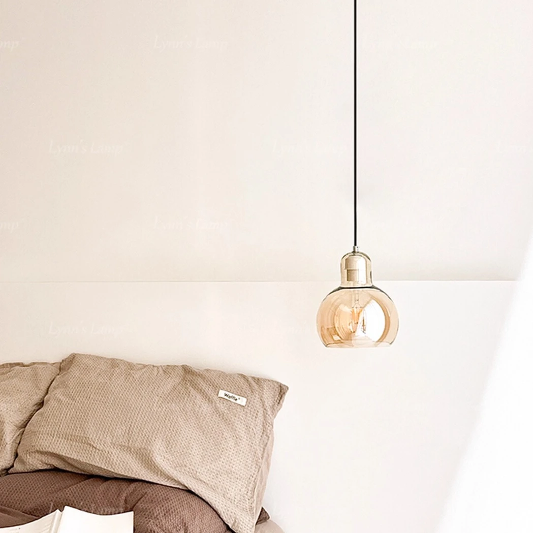 Ins style bedside pendant light Nordic fresh bar counter bedroom cream style hanging line light