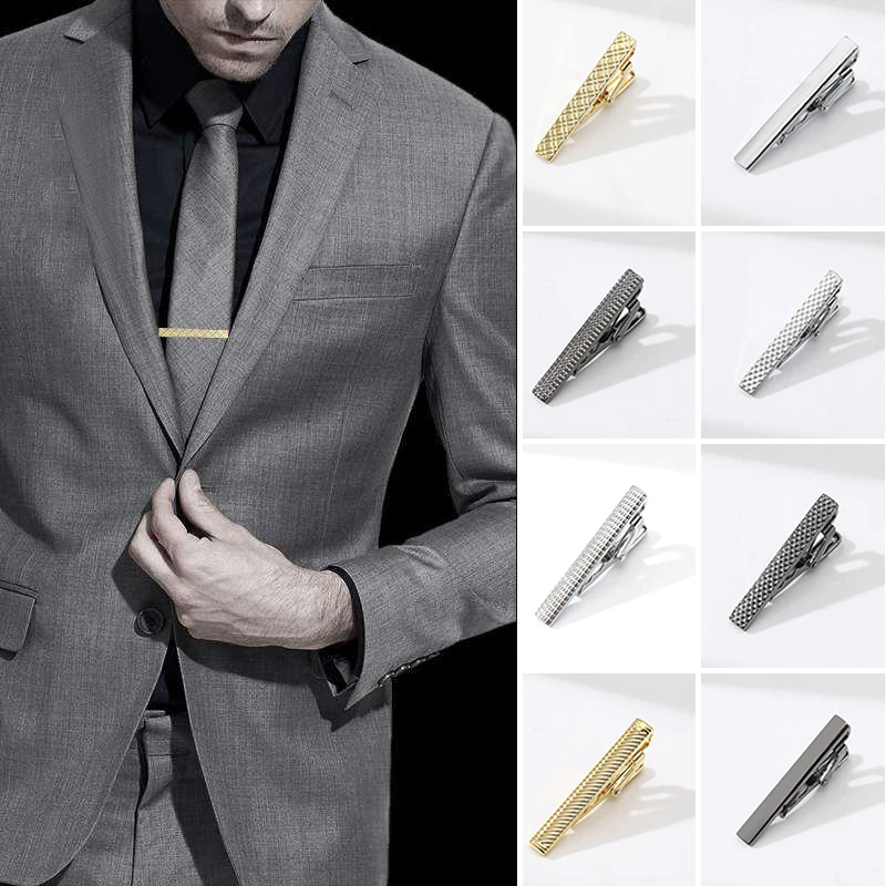 Tie Pin For Men Classic Meter Tie Clips Copper Tie Bar Quality Enamel Tie Collar Pin Crystal Business Corbata Necktie Clip Male