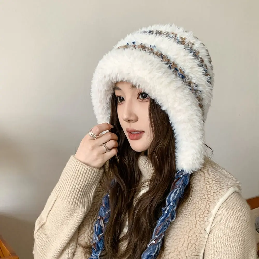 

Gifts Soft Autumn and Winter Cap Warm Plush Hats Elasticity Plush Earmuffs Hats All-match Wool Hat Cycling Straps Knitted Hat