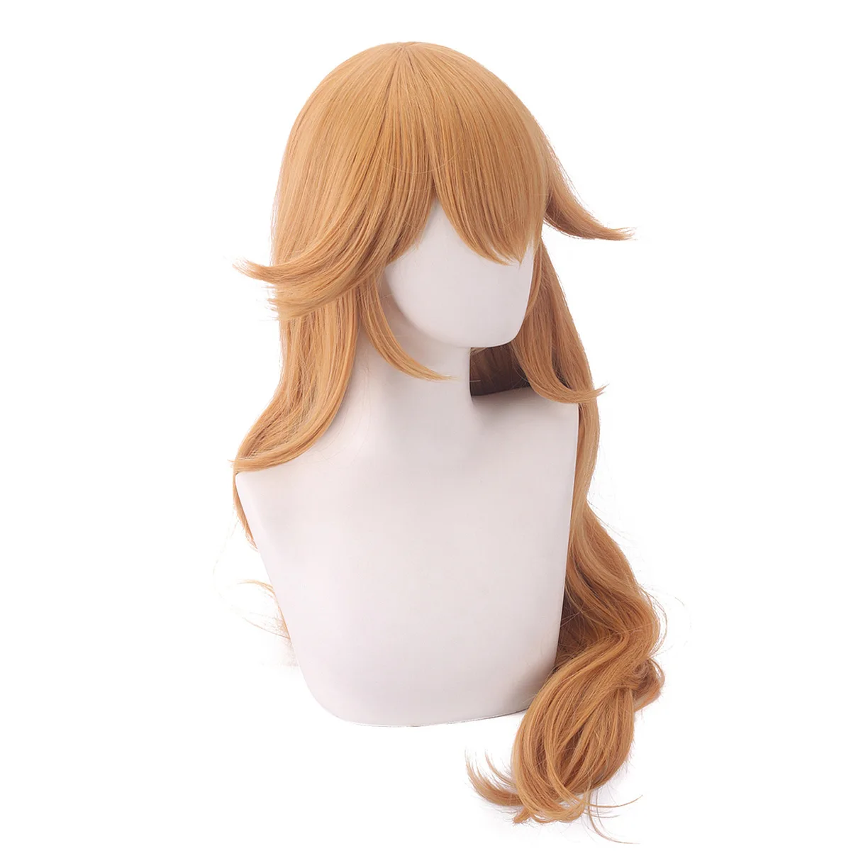 Wig Cosplay Pirang Bergelombang Panjang Sintetis untuk Wanita Pesta Kostum Putri Rambut Serat Tahan Panas Permainan Peran Anime Halloween