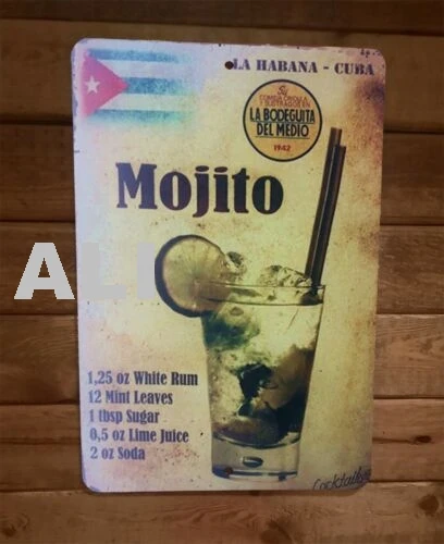 Mojito Recipe La Habana Cuba Alcohol Liquor Rum 8x12 Metal Wall Bar Sign sign