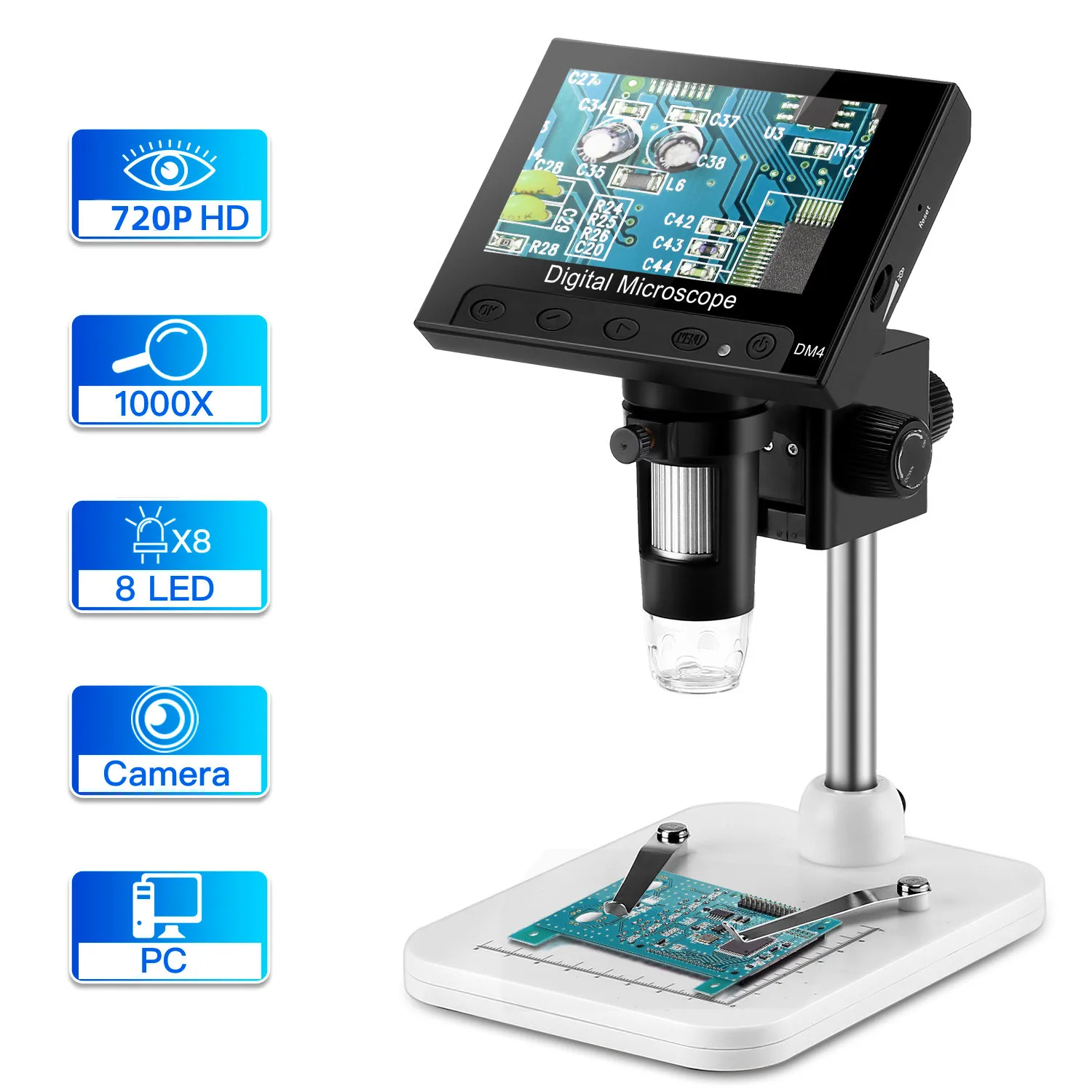 

Digital Microscope Electronic Welding 1000X Zoom 4.3" LCD Coin Microscope for Adult Phone Soldering Tool Dropshipping