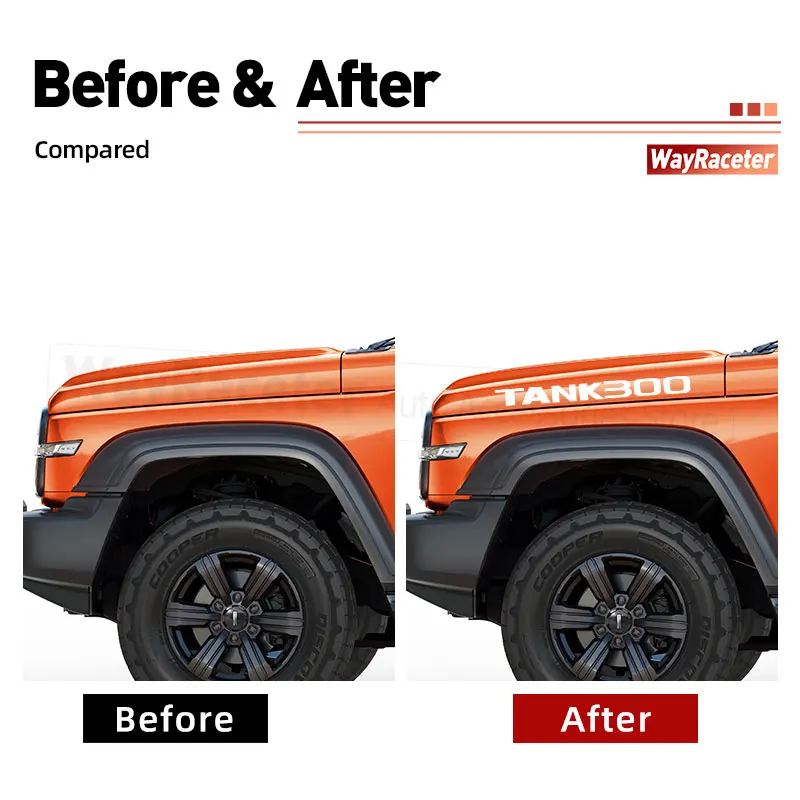 2 Pcs Reflective Engine Cover Graphics Vinyl Decal Side Hood Sticker For GWM Great Wall Tank 300 Off Road 2023 2024 Accessories