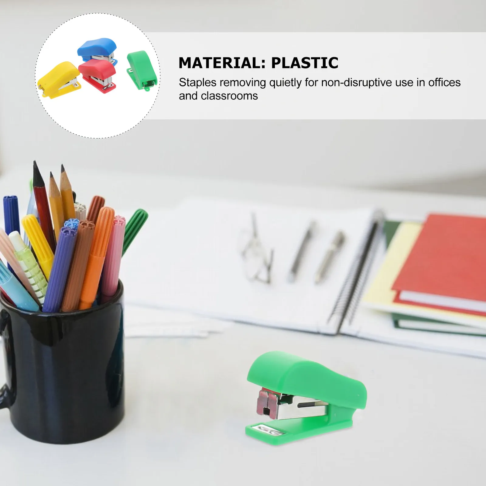 4Pcs Fun Mini Stapler Set Desktop Hand Stapler Plastic Metal Lightweight Portable for School Office Home Friendly Eco