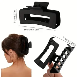 Simple style shark hollow Hair claw, large hair clip, rear head accessories, monochrome, 4pcs 12 Main Sales Hair Prending - №7