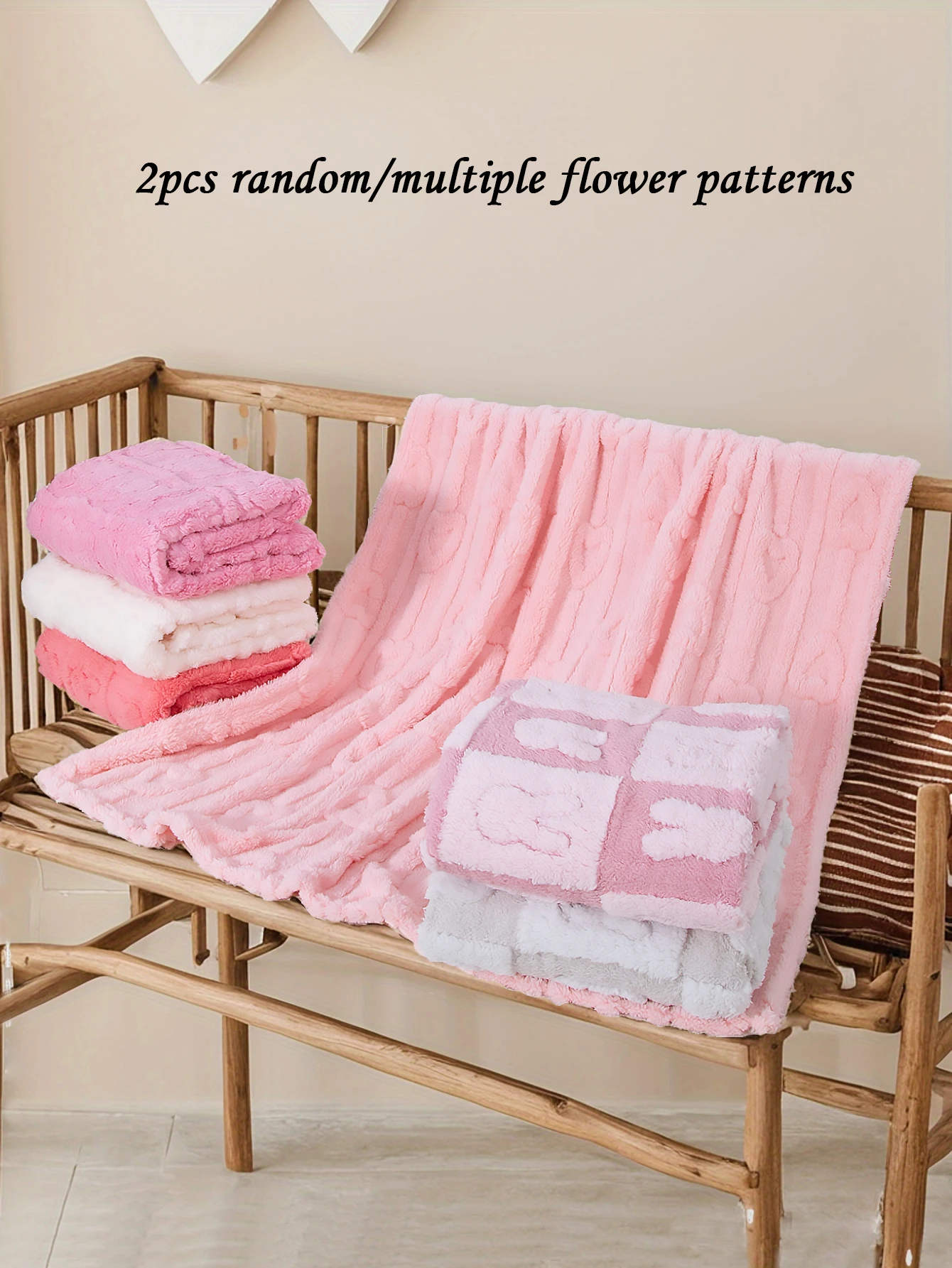 

2pcs random patterned blanket with soft baby stroller cover suitable for family and travel use Child Accessories