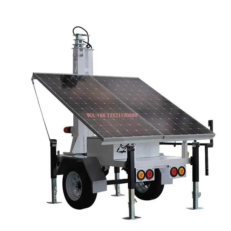 WMWMNU New Industrial Solar Powered Trailer with MPPT Controller Lithium Ion Battery Unique Design Mobile CCTV Surveillance
