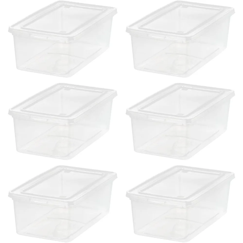 

Набор из 6 прозрачных контейнеров для хранения объемом 6 кварт с крышками – штабелируемые, без BPA, для обуви и организации пространства в классе