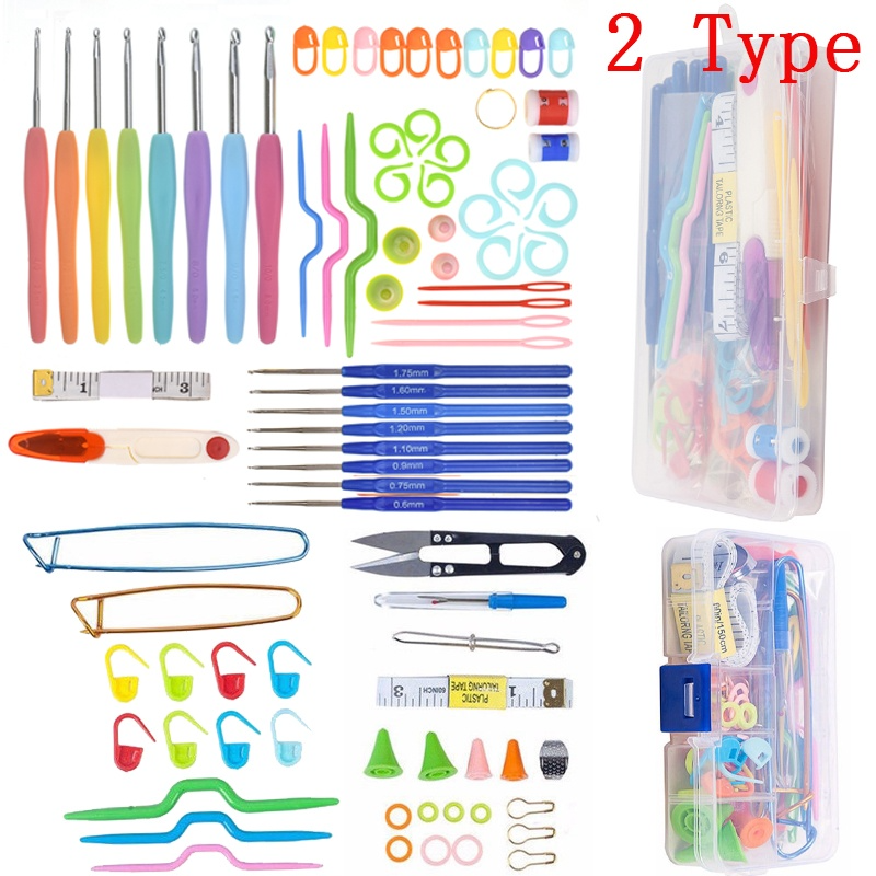  Crochet Hook Set Knitting Needles Set Stainless Steel Home Use Sewing Tool DTY Craft Case Crochet Agulha Set Weaving Sewing Tool 