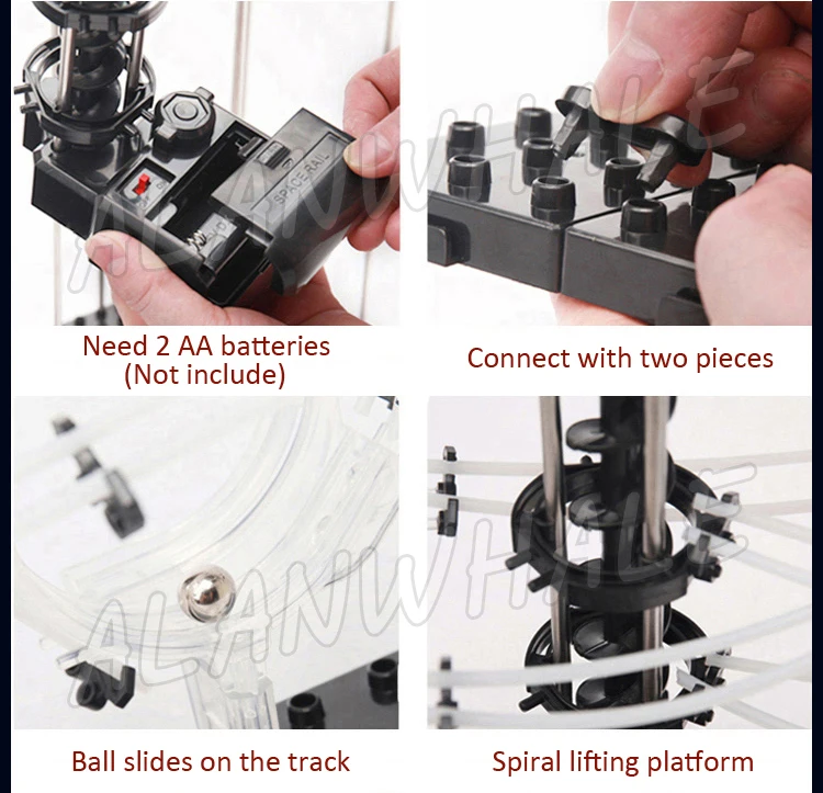 Szyna 4000 cm Wysoki poziom 8 Challenger Marble Run Roller Coaster Elektryczny model windy Zestawy budowlane Rzeźba w kształcie kuli