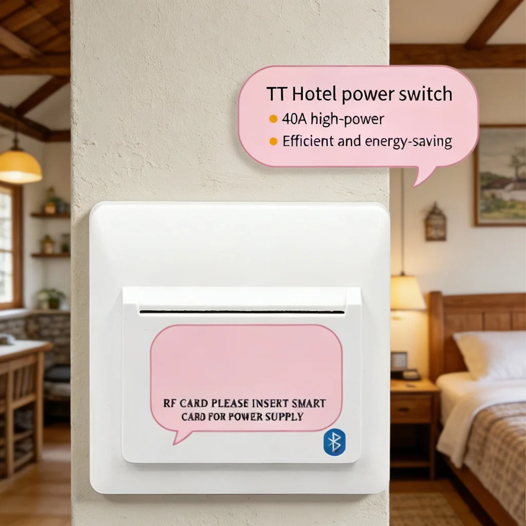 TTHotel Bluetooth Smart Energy-Saving Switch – 13.56MHz RFID, AC 85-265V, App & Card-Activated Power Control