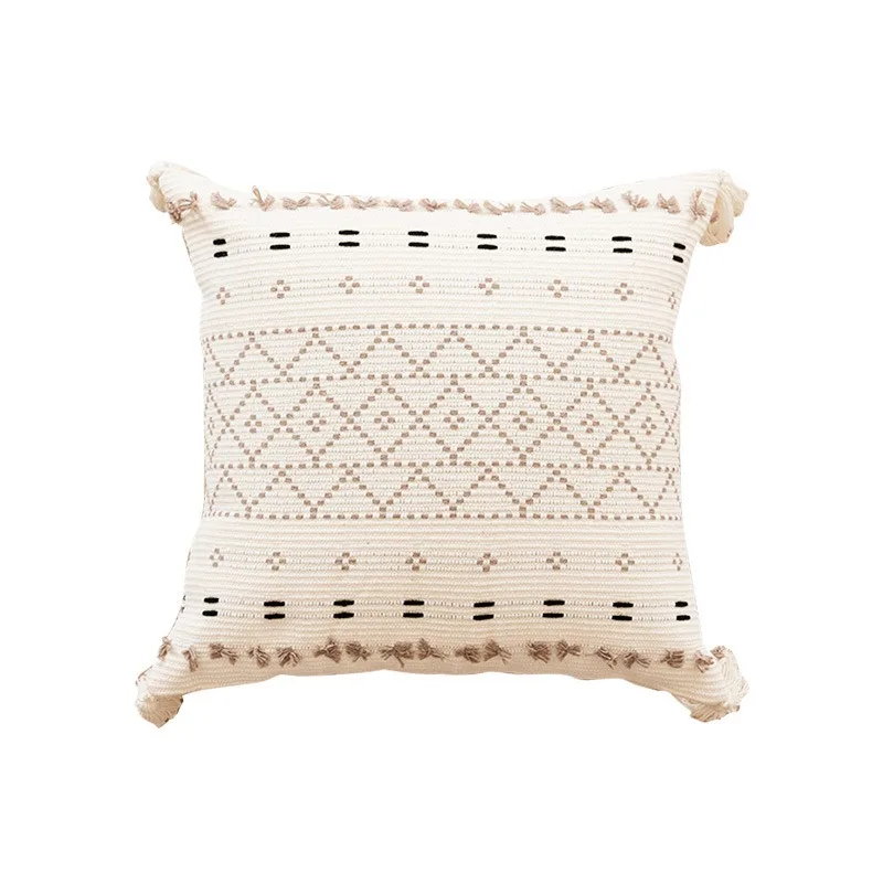 Scandinavian Style Pillow Home Simple Sofa with Tassel Cushion Small Square Tufted Pillow Cover Pillow Core