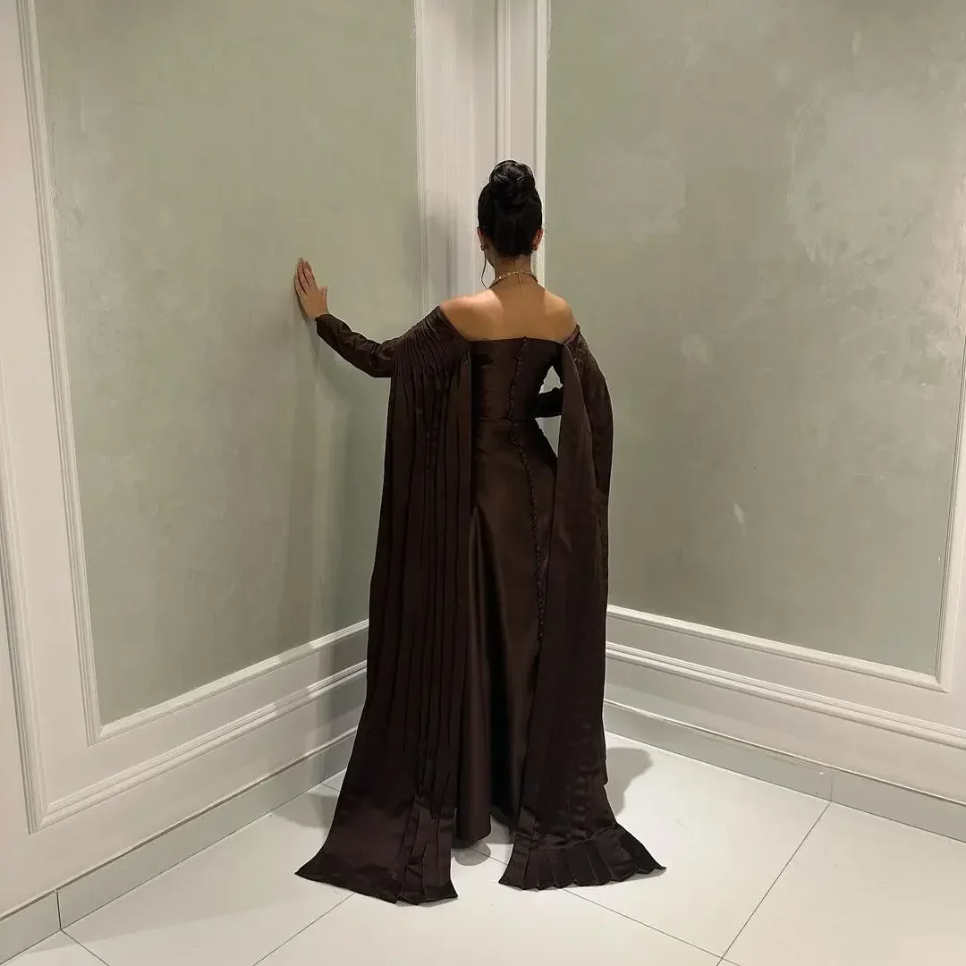 Customized Sexy Off Shoulder Long Sleeves Gorgeous Evening Dresses for Women A-Line Long Party Dress Saudi Arabia Formal Dress