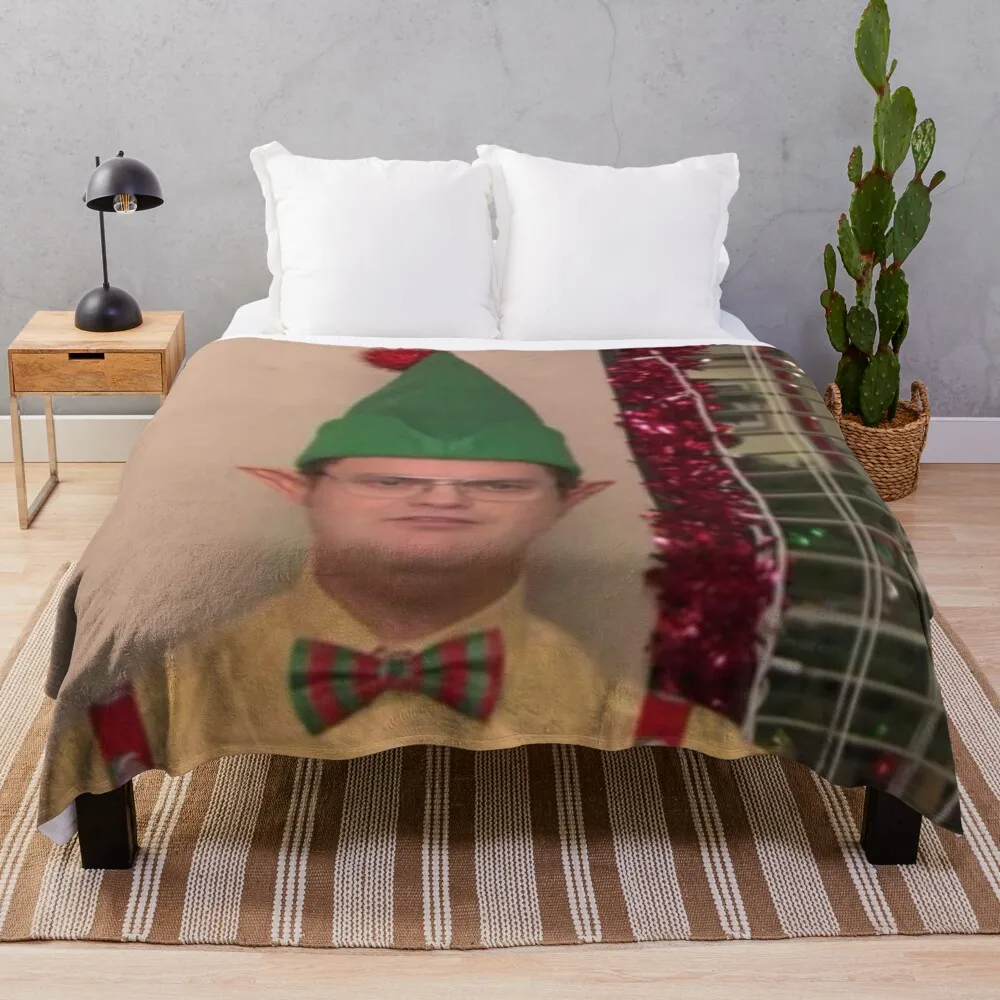 Dwight Schrute Elf - The Office Throw Blanket Winter beds christmas gifts Blankets