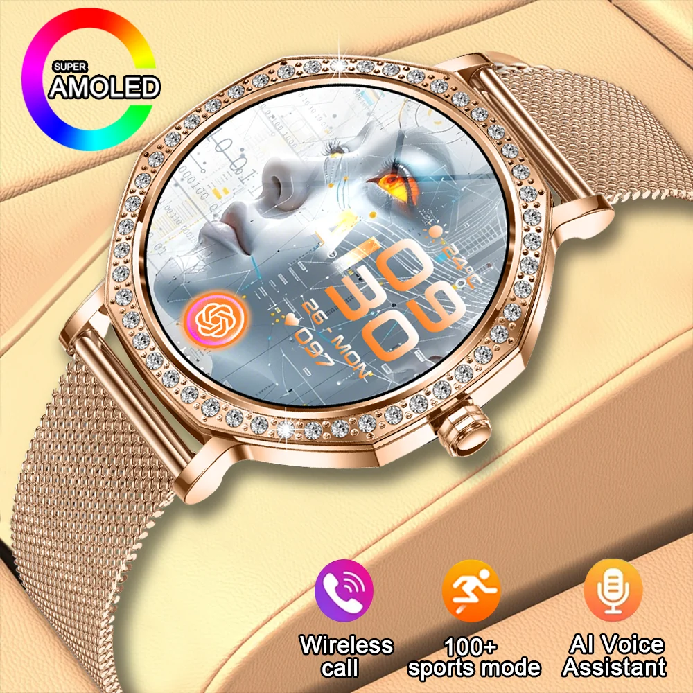 

New Smart Watch Women 1.32"Ultra-thin AMOLED HD Screen Sport Fitness Bracelet Custom Watch Face Bluetooth Call Luxury Smartwatch