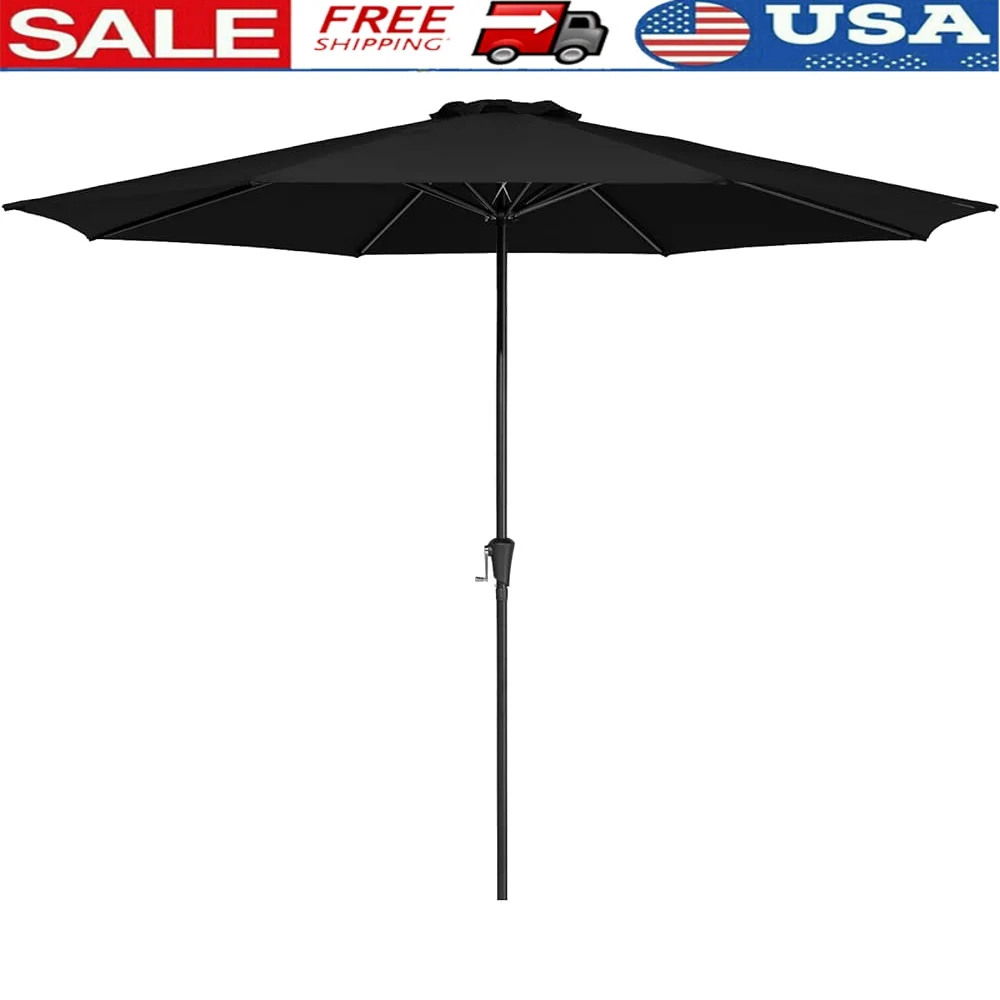 

11ft Patio Umbrella Market Table Umbrella Crank Outdoor Umbrella with 8 Ribs Garden Deck Pool Backyard Sun Protection
