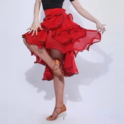 Summer New Women's Latin Dance Skirt Adult Bullfighting Dance Half Skirt Performance Clothing Tie up Cloak Practice Skirt XH584