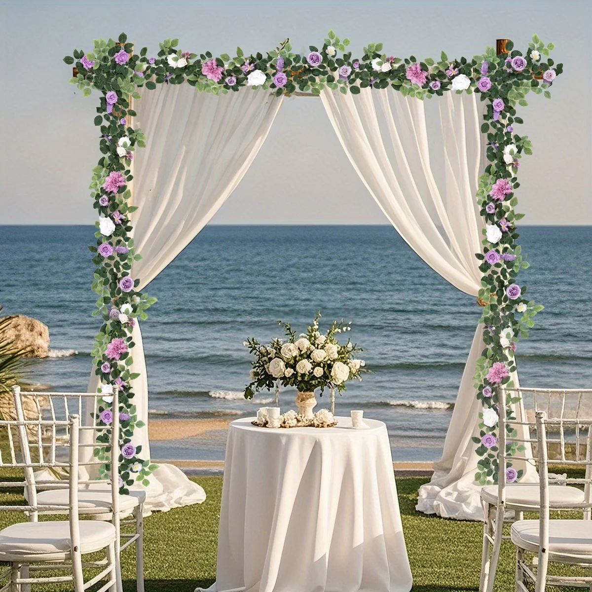 

5.9ft Artificial Flower Garland Fake Rose Green Leaves Floral Garland Arch Flowers Vine for Wedding Party Backdrop Decor
