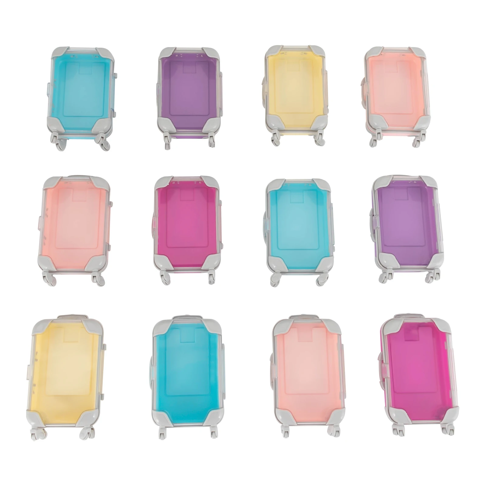 

12-Pack Simulation Mini Trolley Cases, ABS Plastic Clear Design for Storage or Toys, Lightweight and Portable