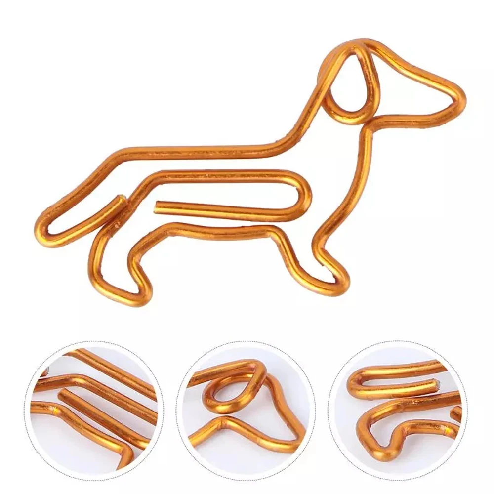 Cute Cartoon Golden Special-shaped Paper Clamps Bookmark Clip Dachshund Paper Clips Gold Paper Clip