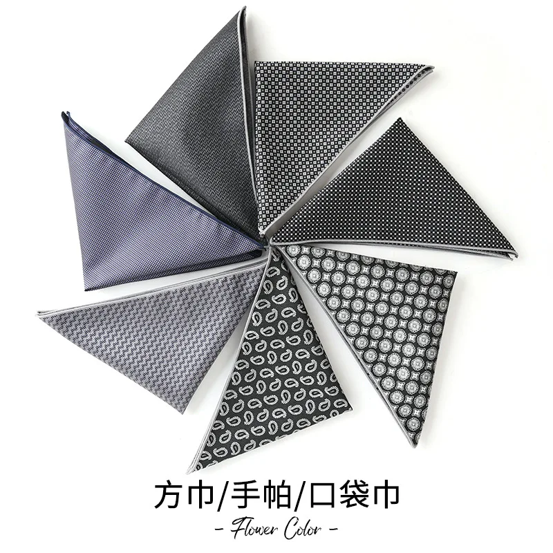 Black Grey Pocket Square High Quality Jacquard Woven Handkerchief Wedding Fit Formal Party Suit Handkerchief Mens Suits Pocket