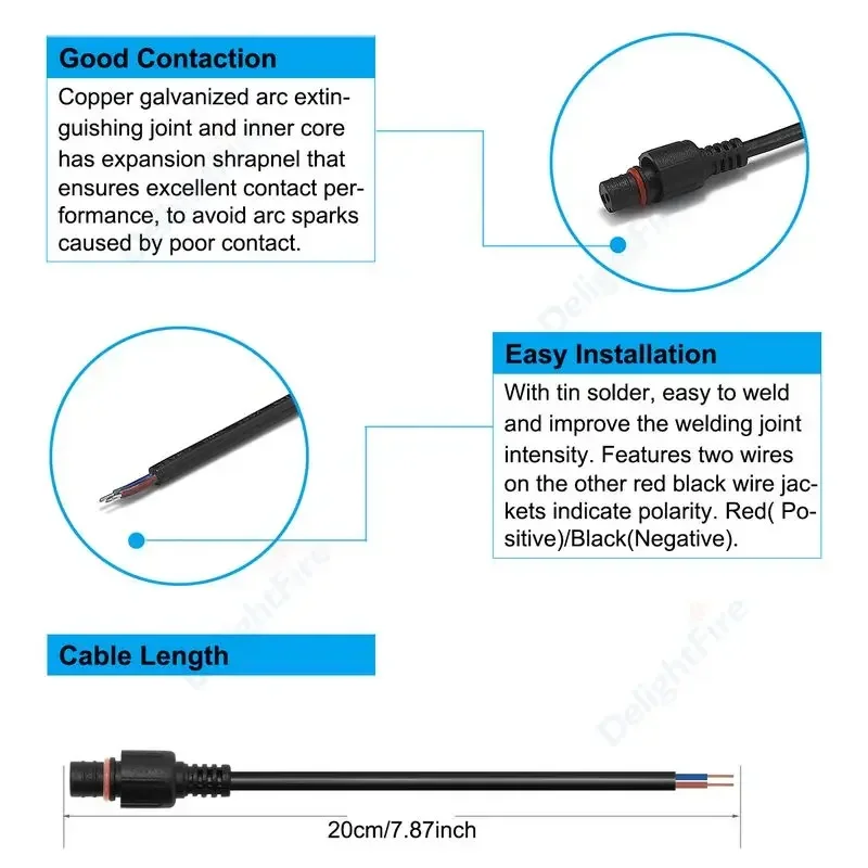 Cable conector LED impermeable IP65, tira de LED macho y hembra, Cable eléctrico para proyecto de iluminación exterior, 2 pines, 3 pines, 4 pines