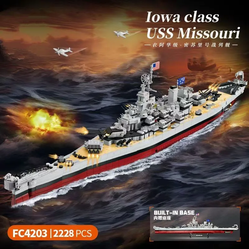 FC4203 Serie de Buques de Guerra Militares, Bloques de Construcción del Modelo del Crucero Missouri, Bloques de Construcción del Crucero Bismarck, Juguetes de Ladrillos para Niños, Regalos