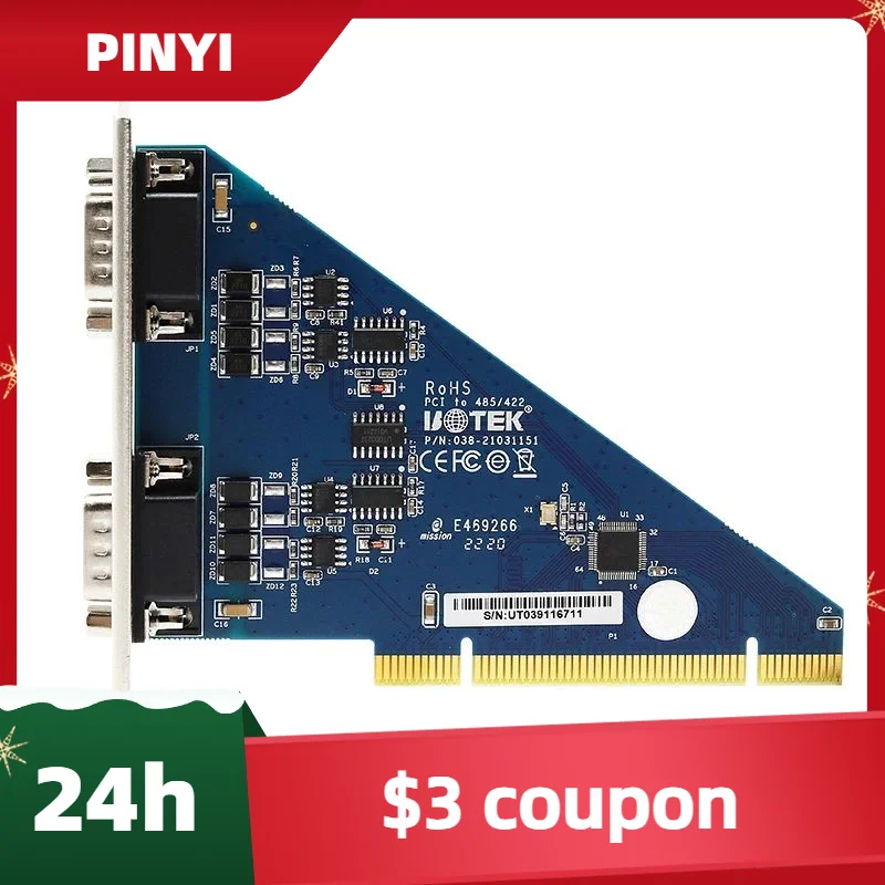 Новая скидка Промышленный класс PCI к RS-485 RS-422 Последовательная карта 2-портовый преобразователь RS485 RS422 в Pci DB9 COM-адаптер UT-7722