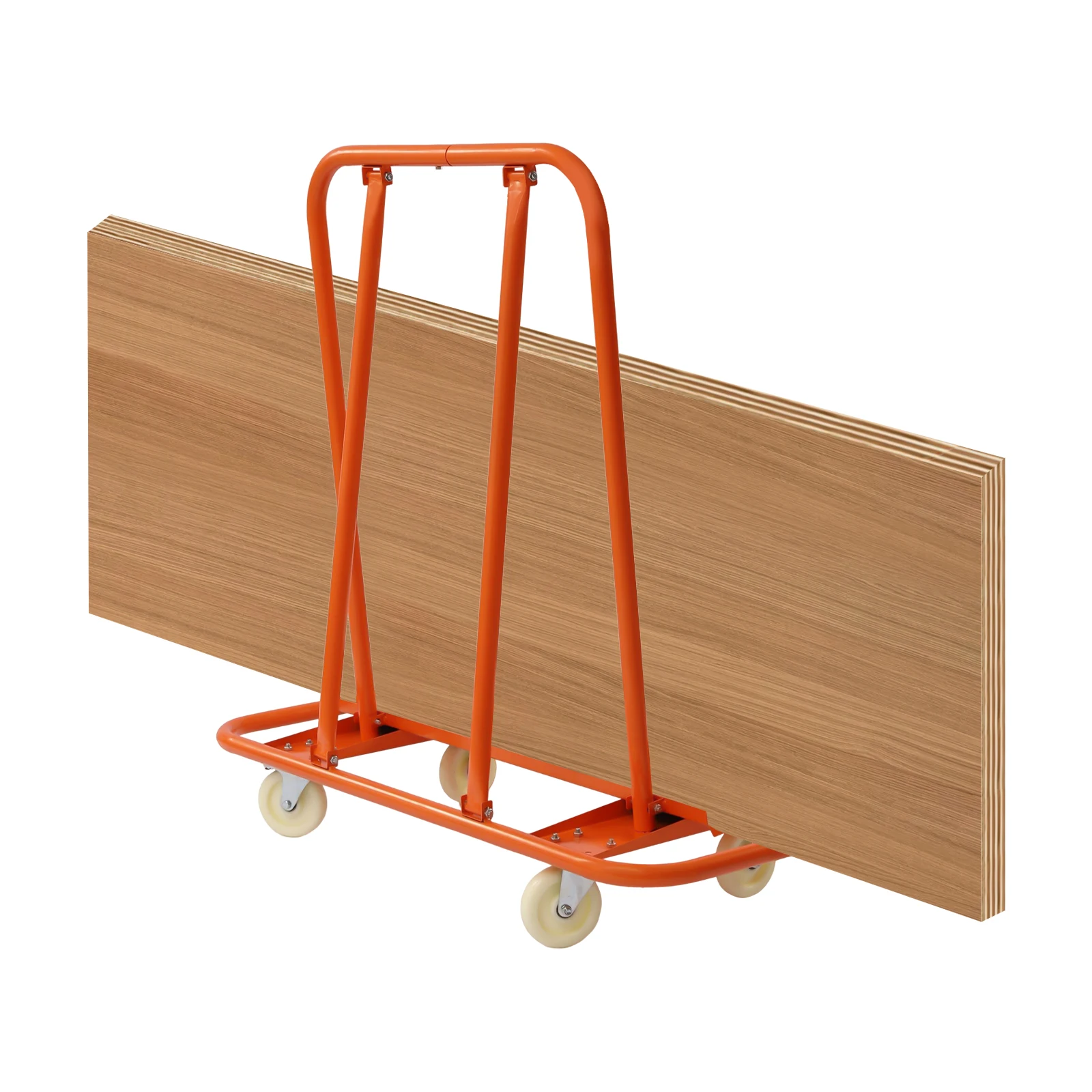 2200lbs Drywall Cart Q235 Steel Orange Heavy Duty Plasterboard Trolley with Four Wheels Practical Deck Orange Appearance