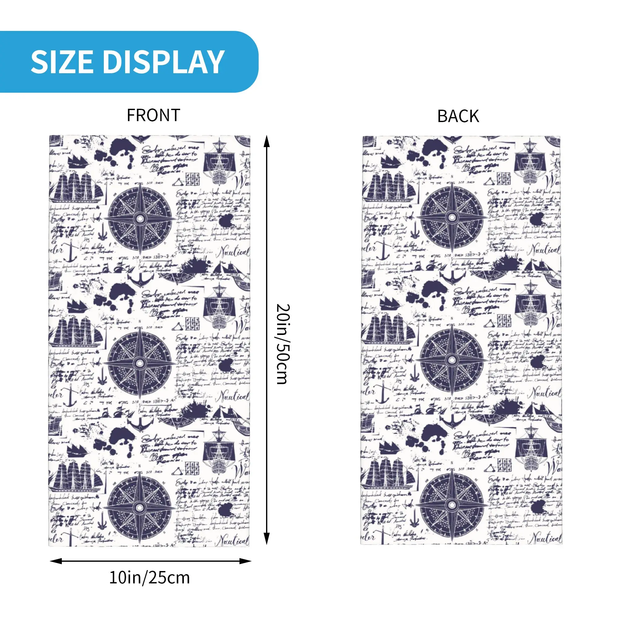 Nautical Ship Compass and Anchor Design Bandana Neck Cover Printed Mask Scarf Cycling Scarf Hiking Fishing for Men Women Adult