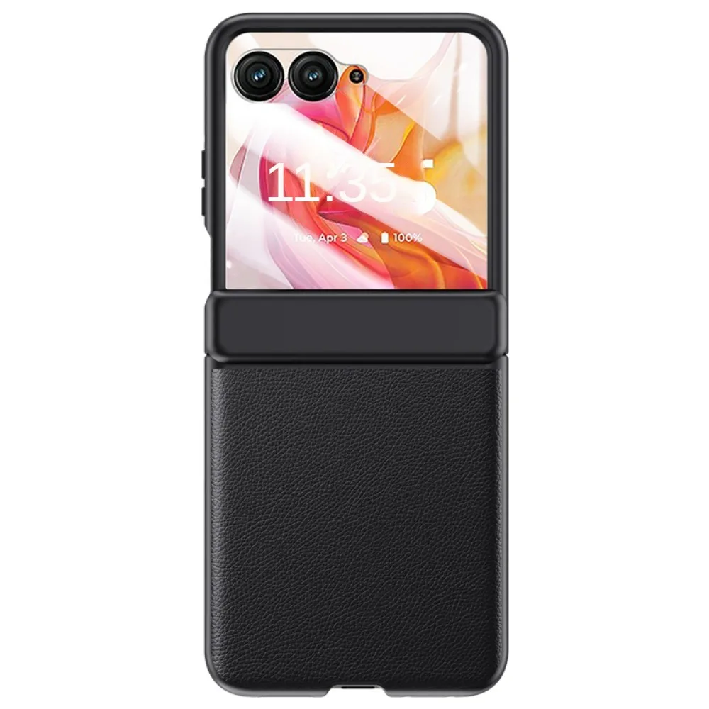 

For Motorola Razr 50 Ultra Case Ultra Thin Skin Friendly Matte Leather Folding Hinge with Mirror Film Shockproof Cover Accessory