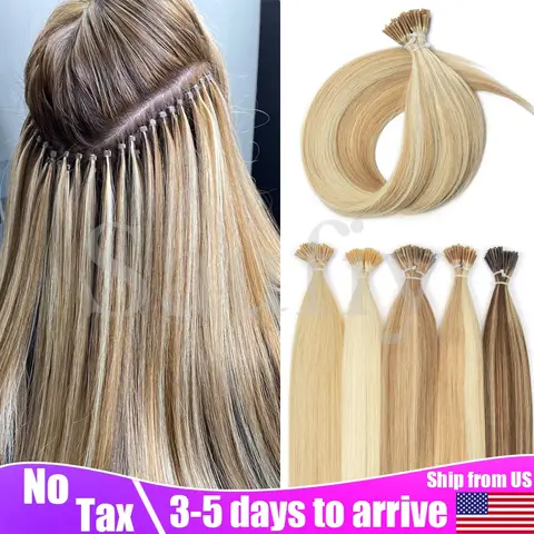 I Tip Hair Extensions Human Hair Pre Bonded Micro Beads Hair Straight Blonde Brown Microlink Human Hair Extensions 30g/pack