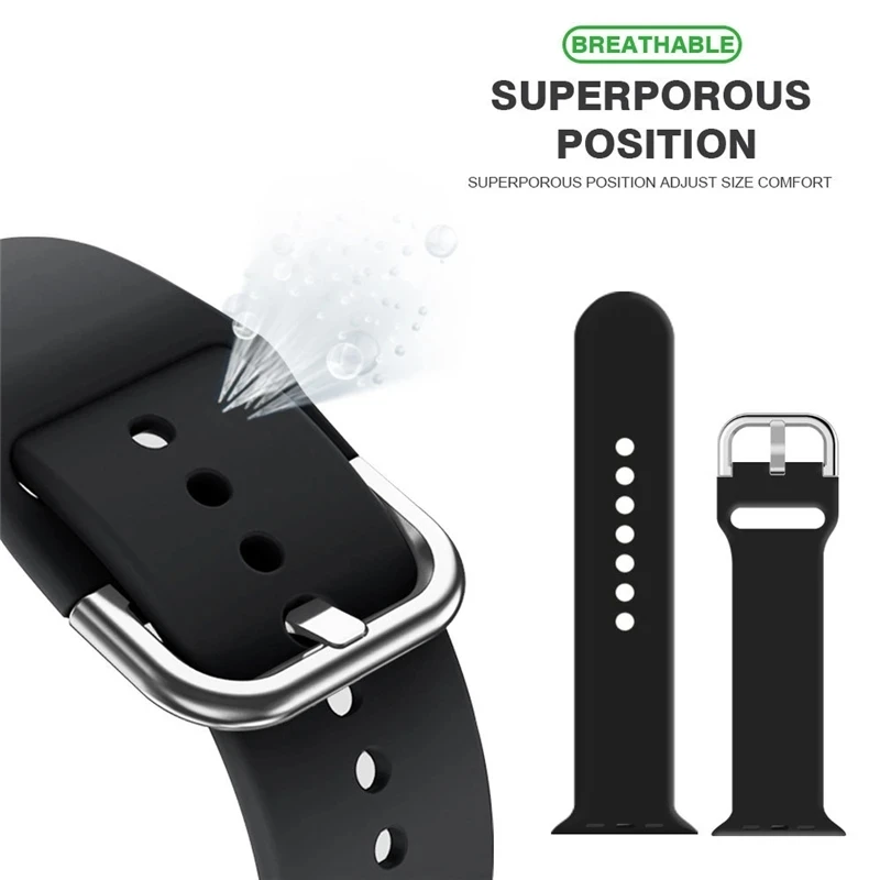 Silicone Strap For Apple Watch Band 49mm 44mm 40mm 46mm 42mm 41mm 45mm Classic Buckle Bracelet IWatch Series 6 SE 7 8 9 10 Ultra