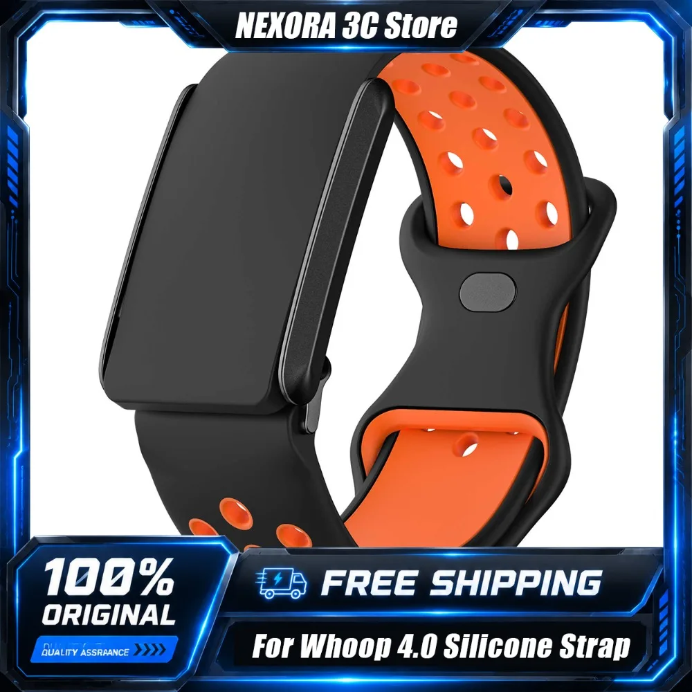 For Whoop 4.0 Dual-color Silicone Strap Perforated Sport Band with Metal Frame Connector Replacement Wristband Accessories