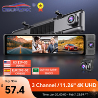 H330 Dash Cam 3 Channel Rearview Mirror Front Inside Rear 4K+1080P+1080P WiFi GPS Dual Lens Car Dvr Camera Infrared Night Vision