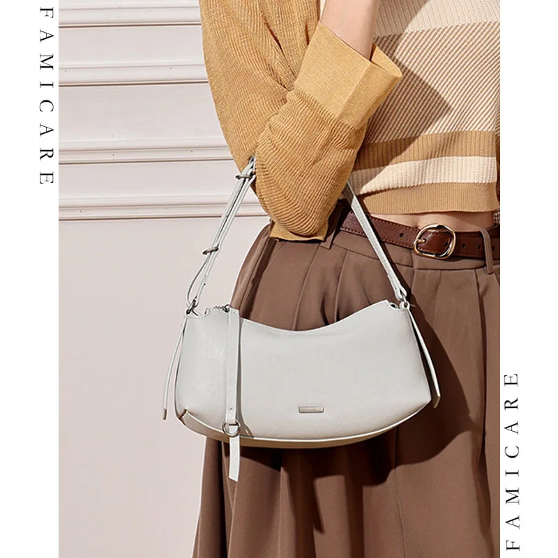 Timeless Effortless Split Leather Underarm Bag Women Minimalist Casual Shoulder Bags Versatile Lady Chic Office & Daily Handbag