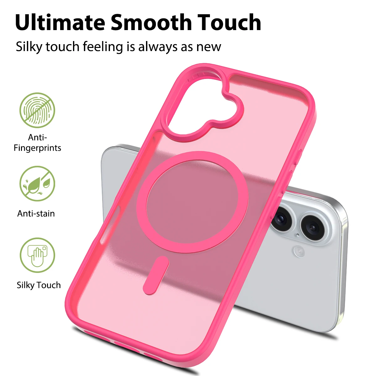 Rose Pink Magnetic Case for Magsafe Mag Safe iPhone 16 Pro Max 15 Plus 14 13 16Plus 16Pro iPhone16 Matte Phone Cover Accessories