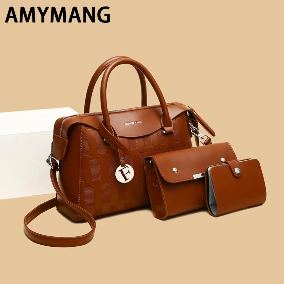 

Vintage Handbag Women Luxury 3-piece Set Leather Handbags Women Ladies Big Shoulder Bags Large Totes for Female Sac A Main