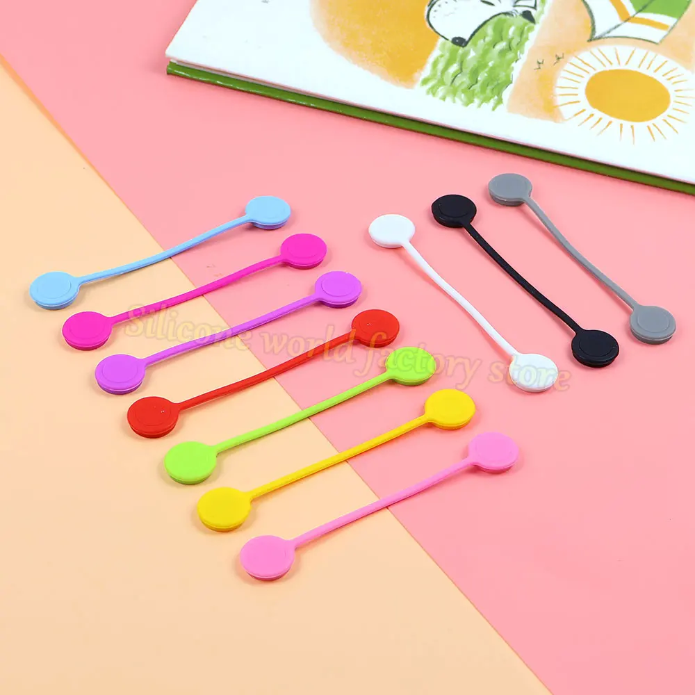 SW 10PCS Reusable Silicone Cable Organizer Magnetic Cable Management Ties USB Data Cord Earphone Wire Winder Protector Stand
