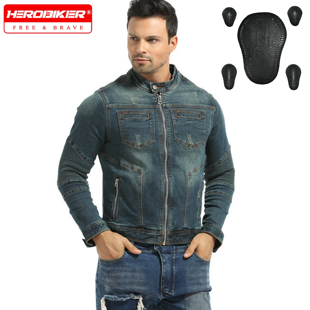 

Мотоциклетная джинсовая куртка с защитой от падения, мужская мотогоночная куртка, снаряжение для гонщиков, одежда для четырех сезонов с защитным снаряжением