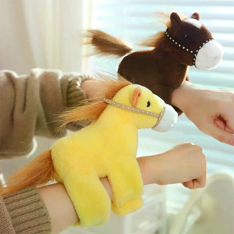 

Cute Simulated Animal Horse Doll Wristband Bracelet Cartoon Spinning Tail Plush Soft Pony Decorative Interactive Toy
