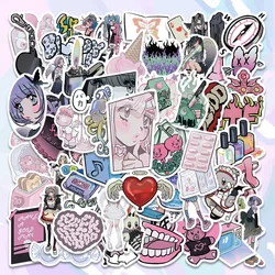 Kawaii Gothic Estética Adesivos para Meninas, Decalques Anime Bonito, Caixa do telefone, Papelaria Laptop, Etiqueta do brinquedo do carro, Rosa, Y2K, Domi, 60 Pcs, 123Pcs