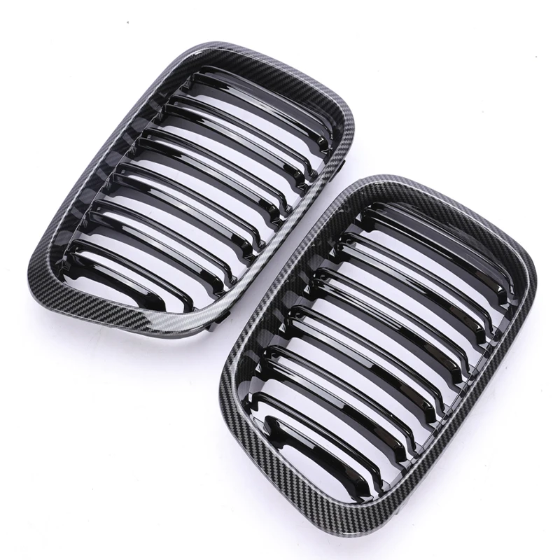 Chrome Frame Grill M Color Double Slat Carbon Grille For BMW 3 Series E46 4 Door Sedan Saloon Touring Compact 330 320i 325i 328i - view 4