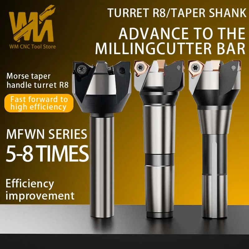 

Фреза торцевая прямоугольная MFWN90 с быстрой подачей, двусторонняя, с пластинами WNMU0806, для токарных головок, хвостовик Морзе R8